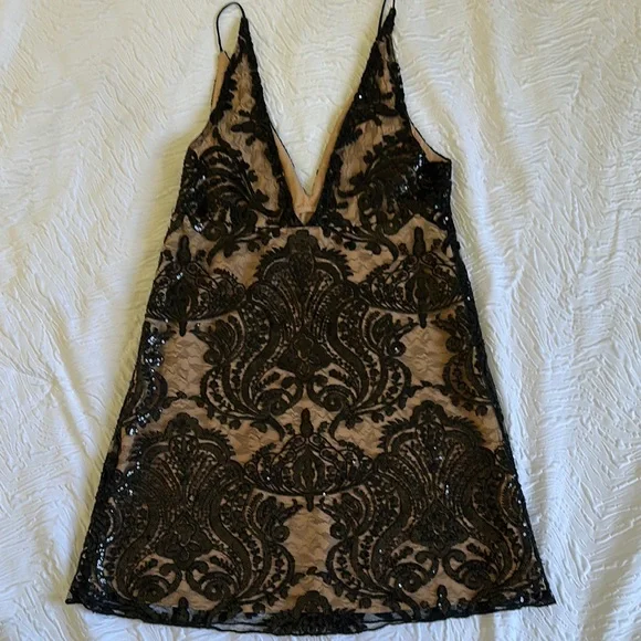 Free People Black Lace Mini Dress - Picture 4 of 5